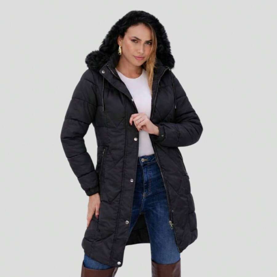Nylon Parka Lined With Fur. - màu đen - Xem 1
