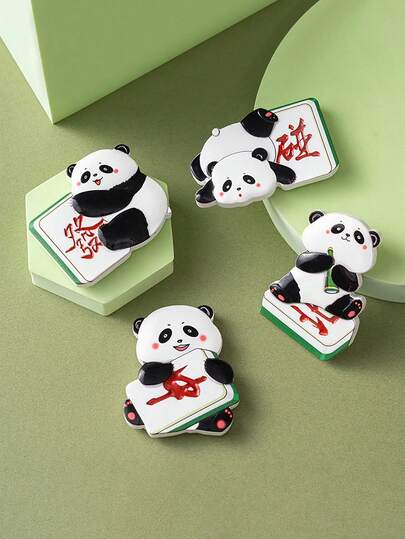 1pc Creative 3D Panda Mahjong Decorative Magnet, Cartoon Fridge Decor