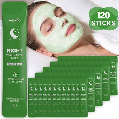 夜间保湿面膜，睡眠面膜，密集补水面膜，睡眠时长效保湿修护，淡化细纹，提亮肤色，轻盈透气质地，适合所有肤质的日常夜间护肤必备，4毫升 x 120支