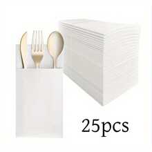 (50/100 Sheets) Cloud White Textured Linen Disposable Napkin Set With Built-In Cutlery Bag - Highly Absorbent, Elegant Table Setting, Suitable For Tents, Patios, Weddings, Hotels, Restaurants, Bars, Parties And Special Occasions | Exquisite Table Setting | Cutlery Storage Design, Ramadan And Eid Gifts, Presents, Home Decor, Murals, Paintings, Textiles, Incense Burners, Kitchenware, Kitchen Utensils, Gifts And Giveaways - Multicolor - View 18