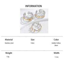 3pcs Stainless Steel Ombre Gold Open Ring Set, Suitable For Women Wear Or Gift - Yellow Gold - View 6