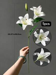 5支/3支/2支/1支 33厘米/12.99英寸 人造百合花，长茎仿真星辰百合，盛开的百合与老虎图案花束，适用于家居、酒店、花艺布置、派对装饰、房间装饰、派对套装、玫瑰、艺术、花束、花卉、人造花、中心装饰品、鲜花、装饰鲜花 - 彩色 - 查看 21