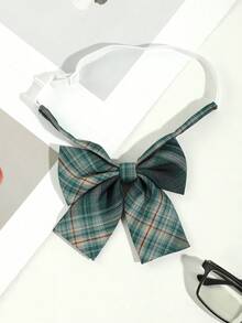 1pc Women's Casual Plaid Striped Cute Light Green Tie Bow Tie, Suitable For Dates, Daily Wear, School, Photo Shoots, Travel Outfits - Multicolor - View 8