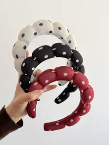 3件套女士优雅复古波点海绵云朵软垫发箍，时尚发圈，适合日常、洗脸、化妆、SPA，多功能发饰，家居卧室装饰 - 彩色 - 查看 11