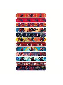 Marvel 12条蜘蛛侠卡通手链，手工制作，适合作为派对礼物、父亲节、生日、新年、情人节、复活节礼物。 - 彩色 - 查看 6