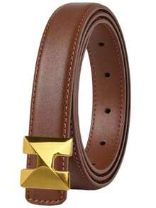 1pc Ladies' Cowhide Belt, All-Match Ornamental Waistband, Suitable For Business And Casual Outfits, Simple Design With High-End Vibe - Multicolor - View 4