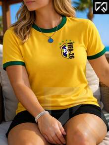 Brazil Cotton Shirt, Fan Version,  26 World Cup, Unisex, Brazilian National Team - Yellow - View 2