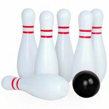 10pcs 16cm White Bowling Pins, 2pcs 7cm Black Bowling Balls, Creative Indoor Floor Bowling Game, Fun Interactive Game For Family Party - Multicolor - View 5