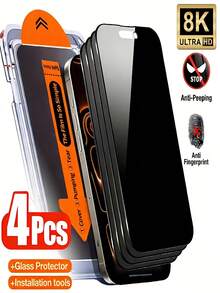 4 paquetes de protector de pantalla de cobertura completa compatible con iPhone 17 Pro Max, 17 Pro, 16 Pro Max, 17, 16, 16e, 15, 14, 13, 12, 11, X, XS, XR, XS Max, Plus, Mini, de vidrio templado 9H+, compatible con la Isla Dinámica, anti-arañazos, anti-huellas - Negro - Ver 13