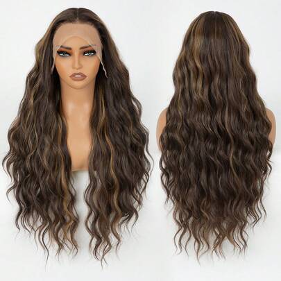 Peluca de encaje frontal con ondas profundas de 13*4, rizada natural africana, adecuada para uso diario y fiestas
