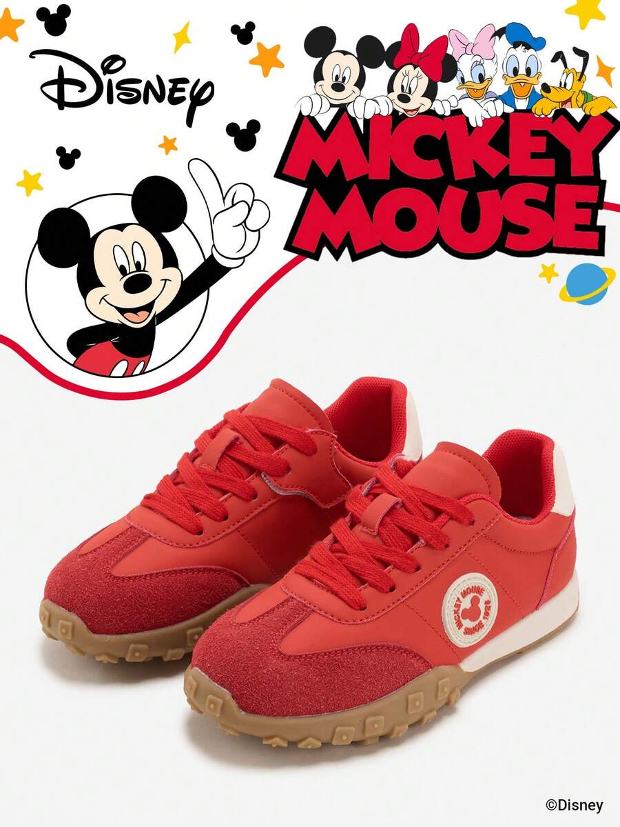 Disney 1 Pair Kids' Sneakers, Suitable For Daily Wear, Festivals, Sports, Outdoor Activities, Comfortable, Non-Slip, Durable, Breathable (Boys' Sneakers, Boys' Skate Shoes, Kids' Sports Shoes, Girls' Sneakers, Girls' Skate Shoes) - Red - View 1