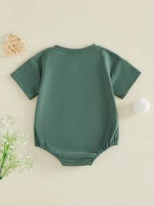 Baby Boys Rompers Letter Golf Embroidery Crew Neck Short Sleeve Infant Bodysuits Jumpsuits - Green - View 7