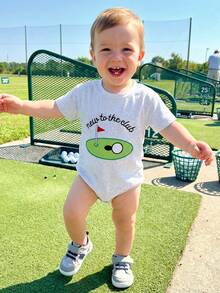 Baby Boys Rompers Letter Golf Embroidery Crew Neck Short Sleeve Infant Bodysuits Jumpsuits - Gris - Ver 2