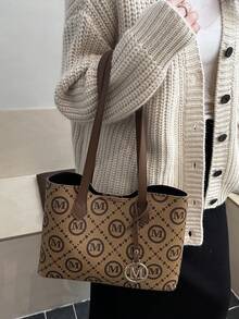 Bolso de hombro de alta gama y gran capacidad, modelo 2026 nuevo, bolso moderno de lujo y ligero para uso diario de mujeres - Marrón - Ver 6