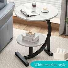 Simple Luxury Solid Wood Circular Coffee Table - Modern Double-Layer Sofa Side Cabinet, Creative Lightweight Luxury Side Table, Chic And Simple Living Room Circular Coffee Table, Suitable For Bedroom, Balcony, Living Room And Kitchen Leisure Tables - White Coffee Table - View 11