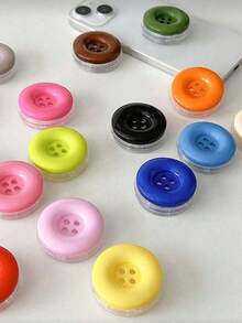 1pc Candy Color Button Air Cushion Phone Stand, Adhesive Retractable Slouchy Desktop Phone Holder, Collapsible Phone Stand - Multicolor - View 2