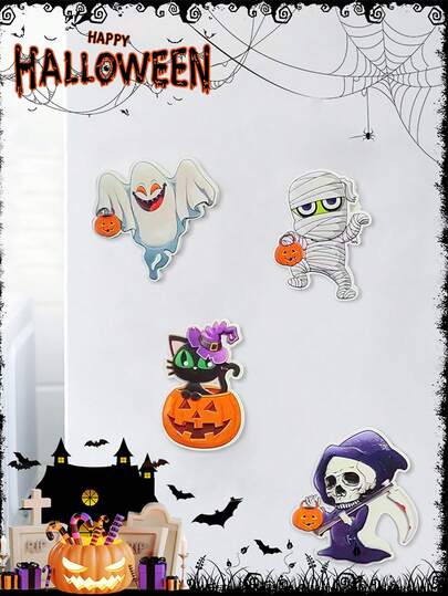 1 Stück Halloween Kühlschrankmagnet 3D Harz Magnetaufkleber (Katze, Geist, Mumie, Sensenmann Design) dekorativer Cartoon Kühlschrankmagnet
