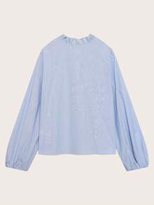 Striped Collar Casual Shirt, Spring/Summer - Blue and White - View 2
