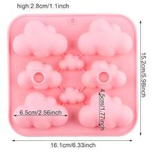 Multi-Purpose Cloud Shape Silicone Mold, Non-Stick Ice Cube Tray For Chocolate, Soap, Wax Melt And DIY Crafts - Pink - View 3