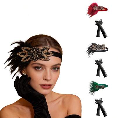 2pcs 1920s Themed Party Masquerade Ball Vintage Formal Dinner Wedding Reception Costume Photoshoot European Retro Style Halloween Costume Luxury Formal Dinner Outfit