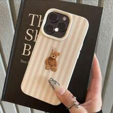 Teddy Bear Cute Pattern Embossed Ivory White Phone Case - Antique White - View 1