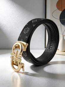 男士奢华皮带，字母合金自动扣真皮皮带，可定制印花，高端商务休闲风格，长度120厘米，适合日常佩戴，是理想的礼品之选。 - 彩色 - 查看 7