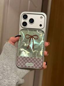 复古绿色波浪蝴蝶结手机壳，适用于 17/17 Pro Max、新款16 Pro，兼容 13/14/15 Pro Max，防摔手机壳，女士适用 - 綠色 - 查看 7