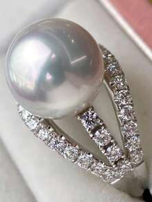 1 PC Elegant Cubic Zirconia & Faux Pearl Ring For Women For Valentine's Day Gift Wedding Anniversary Party Jewelry - 1# - View 1