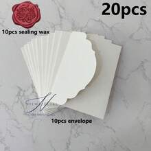 20/10张三折口袋式婚礼请柬 + 火漆封口信封，订婚、15岁生日、洗礼简约邀请卡，DIY邀请函，5*7英寸邀请函，口袋式邀请函，定制邀请函，新款信封 - 白色 - 查看 11