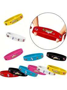 Marvel 12个漫威风格硅胶腕带，无吊坠，适合作为朋友生日派对用品和礼物、新年礼物、情人节礼物、复活节礼物 - 彩色 - 查看 3