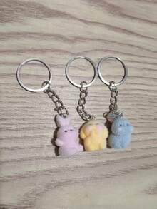 Lindo llavero de conejo de resina en 3D. Adorable y exquisita pareja de animales de dibujos animados para bolso/teléfono/llavero. Recuerdo de fiesta. - Multicolor - Ver 11