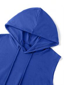 男士抽绳连帽休闲百搭日常上衣 - 寶藍色 - 查看 3