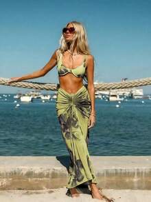 Bộ bikini maxi cổ yếm mới về mùa xuân/hè, kiểu dáng thanh lịch, thoải mái, gợi cảm, thích hợp cho kỳ nghỉ đi biển, dự tiệc, hẹn hò. - Nhiều màu - Xem 1