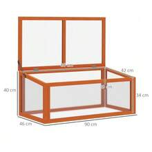 Cold Frame Greenhouse With Cover, Weatherproof, Made Of Wood And Polycarbonate, Orange, 90 X 46 X 40 Cm - Burnt Orange - View 7