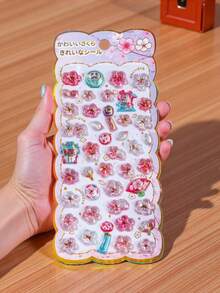 1片3D樱花水晶贴纸，适用于儿童手工制作、教育、奖励、相册、手机和电脑装饰 - 彩色 - 查看 7