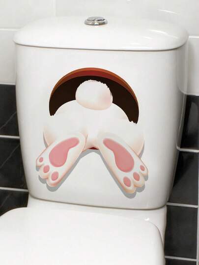 1个可爱兔子屁股墙贴，可移除装饰贴纸，适用于卧室、客厅、浴室