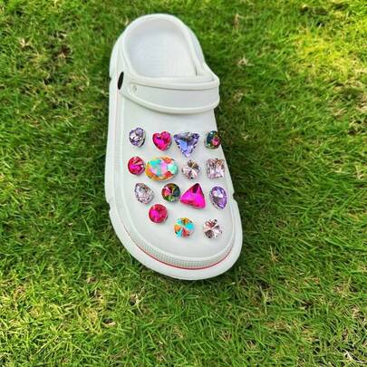 15 piezas de dijes con rhinestones de colores para zapatos, fucsia (los zapatos no están incluidos)