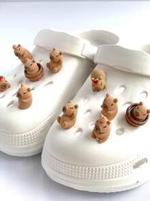 5个/10个水豚鞋饰，卡通动物百搭沙滩ABS塑料鞋饰，可爱卡通简约时尚多功能鞋配件，适用于凉鞋、木屐、DIY - 棕色 - 查看 7