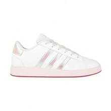 Adidas Grand Court Women's Tennis Shoes, Sporty, Casual, Urban, Comfortable, Faux Leather JR6096 - White And Pink - 白色和粉紅色 - 查看 2