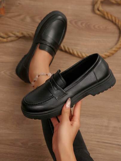 Damen Bequeme Loafer mit dicker Sohle, vielseitig einsetzbare Slip-On Schuhe für den täglichen Gebrauch, ganzjährig