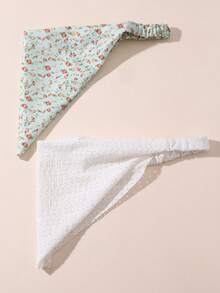 2件装女士配饰，简约优雅的绿白郁金香印花弹力发带，适合日常佩戴、春夏、派对和装饰场合。 - 彩色 - 查看 4