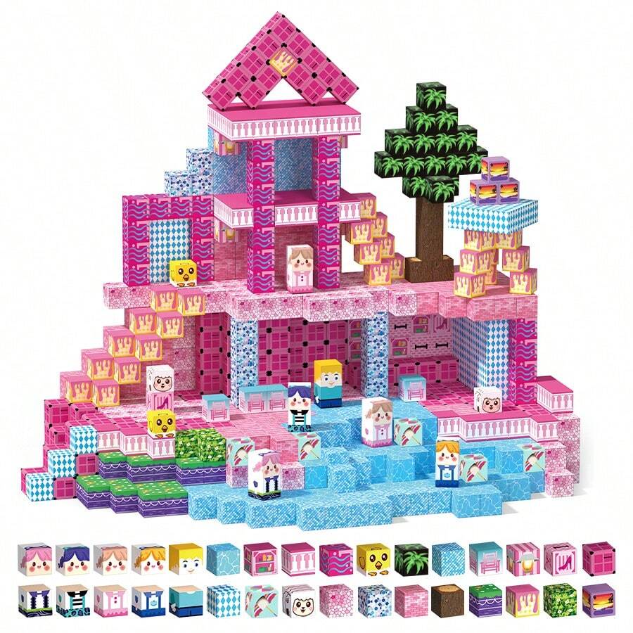 100pcs Magnetic Building Blocks Toys, Suitable For Girls 3+ Years Old, Upgraded STEM Sensory Gift, Princess Theme, Children Magnetic Play Set - Multicolor - View 1