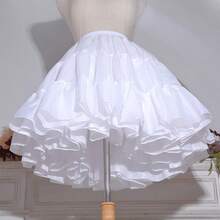 舞会礼服衬裙，蓬松薄纱芭蕾舞裙内衬，双层裙撑，打造戏剧性丰盈效果，弹力松紧腰带 - 白色 - 查看 6