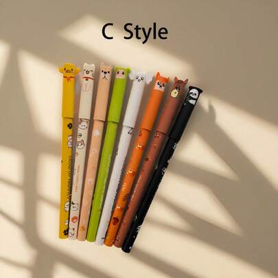 Gel Erasable Pens, Various Cartoon Animal Color Pens, Erasable Gel Pens,0.5mm Tip,Eight Color Refills,Office Writing Tools, Holiday And Birthday Gifts,Office, Student Stationery