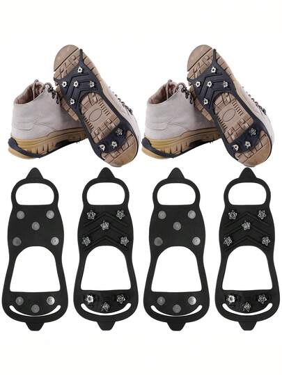 8-Stud Ice & Snow Traction Cleats, Non-Slip Gripper Spikes For Shoes/Boots, Suitable For Mountain Climbing, Ice Trekking All Seasons