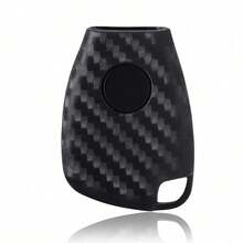 Funda de silicona de fibra de carbono de alta calidad con 3 botones para llave de coche de las clases C, B, E, W203, W211, W204, YU BN, CLS, CLK - negro - Ver 5