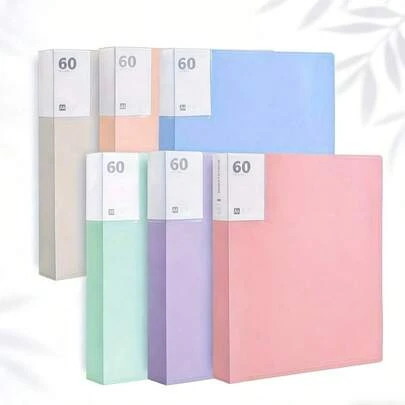 1 قطعة، متعددة الألوان، 60 صفحة، A4، حقيبة إدراج شفافة، سهلة الفرز، مقاومة للماء، حقيبة ملف مسمكة، أرشيف، ملف، طالب، مكتب، لوازم مكتبية