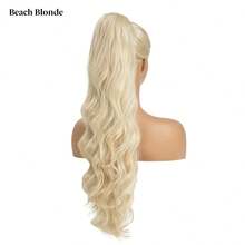 28英寸抽绳马尾假发 - 耐热长款蓬松波浪卷发女士合成假发，适合日常佩戴和节日派对 - 彩色 - 查看 23