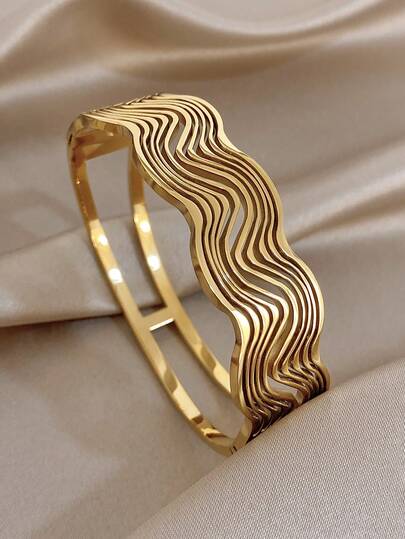 1件复古多层手镯金色十字架手镯女士不锈钢可叠戴手镯日常派对饰品情人节母亲节礼物