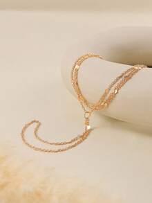 Hand Chain Bracelets For Women - 14K Plated Dainty Stackable Paperclip Link Bracelets Hand Chain Bracelet Ring Gold Bracelets For Women - Gold - View 2